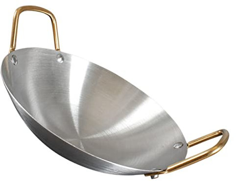 PHENOFICE Amphore En Acier Inoxydable Wok Ménager Pot De Ramen Double Oreilles Wok Marmite Résistante Poêle Antiadhésive Poêle Profonde Ustensile De Cuisine à Gaz Silver