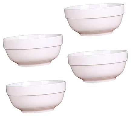 SHOWERORO 4pezzi Ciotola in Ceramica Per Zuppa in Stile Giapponese Ciotola Per Macedonia Di Frutta Facile Da Pulire e Resistente All Uso Colore Bianco Design Della Bocca Ispessita