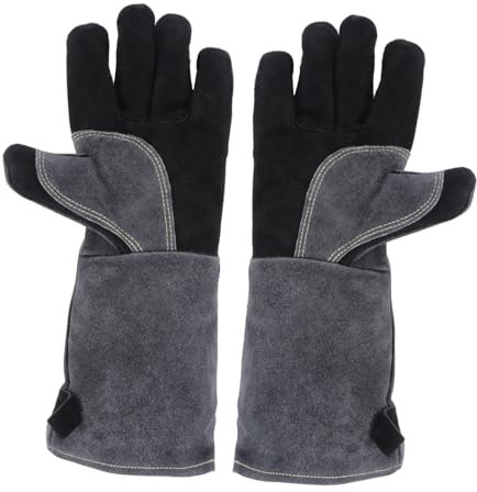 Yardenfun 1paare Hitzebeständige Schweißhandschuhe Aus Lange Feuerfeste Schutzhandschuhe Für Grill Und Küche Für Bbq Ofen Und Kamin Langlebig Und Bequem