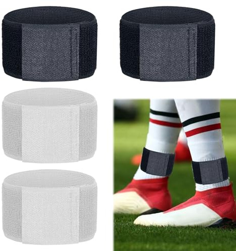 4 Pcs de Bandes Protege Tibia Foot Football Bandes de Maintien de Protège Tibia Ski de Cheville pour Enfant Adulte- Protege Tibia- Fermeture Velcro Respirante - pour Cyclisme et Course à Pied