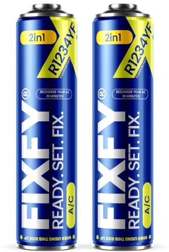 FIXFY 2 en 1 – 2 x 1234yf cambio de gas con aceite – Kit para aire acondicionado 2 x 500 ml, autollenado de aire acondicionado en coches después de 2017