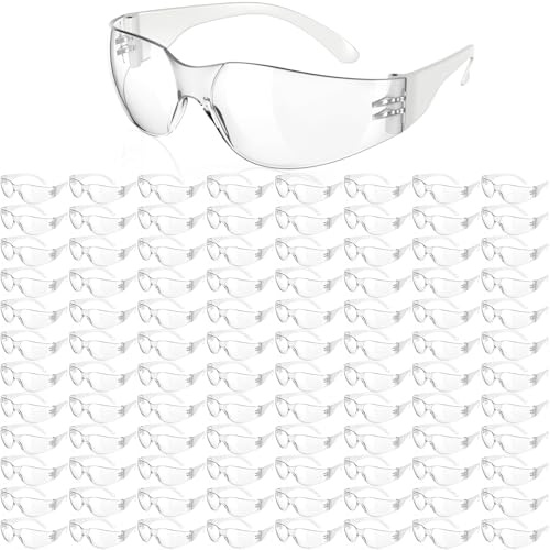 Chumia 100 Pairs Bulk Safety Glasses Eye Protection Goggles for Women Men Work Construction Science Lab(White)