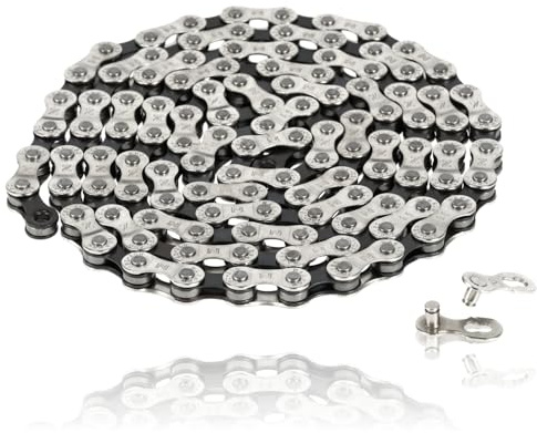 Fahrradkette 6-7-8 Speed - 116 Fahrradkettenglied - Inklusive Verbindungsglied - Größe 1/2 x 3/32-7.1 mm - Caset-Verhältnis 11-28T zu 11-34T - MTB, E-Bike & Rennrad