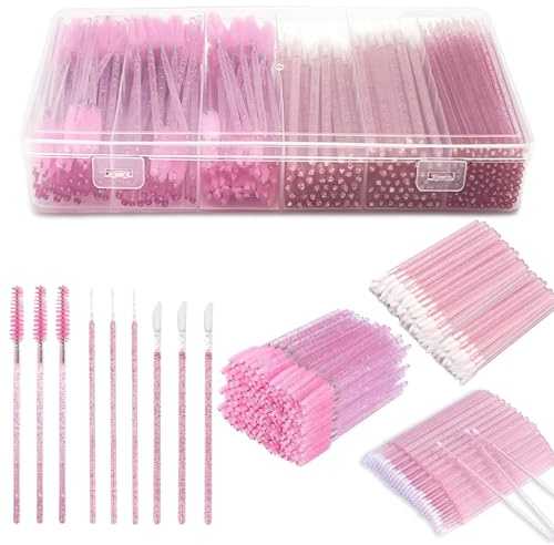 VIRAHYEM 300PCS Disposable Mascara Wands Lip Wands Set,100Pcs Eyelash Brush, 100Pcs Lipstick Brush, 100PCS Micro Makeup Brushes, Makeup Tool Kit with Organizer Box