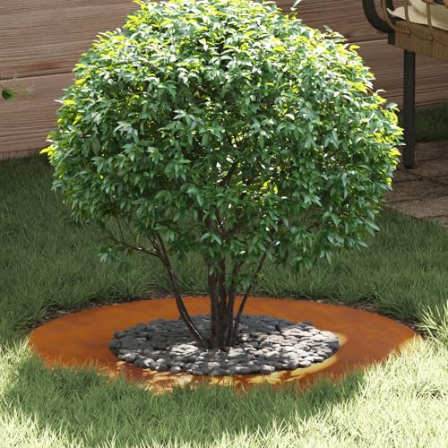 HaoChrymec Jardinière Ronde with Acier Corten Durable, Design Rustique, Jardinieres Extérieur, Bac à Fleurs Extérieur, Balconnière Extérieure, Marron, 70 cm
