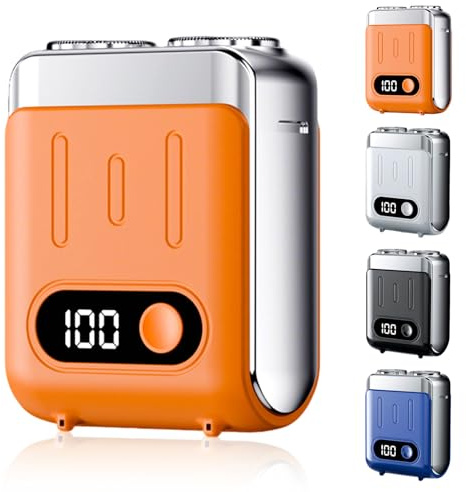 Mini Electric Razor for Men, 2025 New Portable Razors for Men IPX7 Waterproof, Cordless Type-C Fast Rechargeable Electric Shaver, Magnetic Double Head Shavers for Home or Travel (Orange)