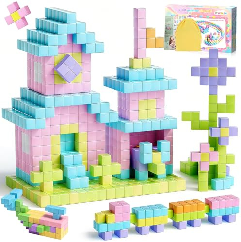 NLMWTI 80 Piezas Bloques Magneticos Construccion Niños, Bloques Magneticos Construccion Niños, Juguete Creativo Montessori para 3 4 5 6 7 8 9 10 Años Navidad