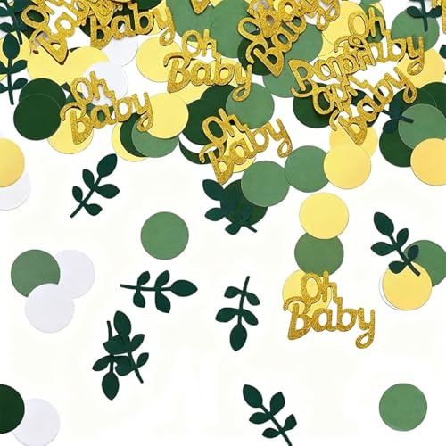 WUSJCOF 100 Stück Babyparty Deko Konfetti Baby Shower Deko Junge Mädchen Neutral Tisch Dekoration Servietten Party Baby Dusche Zubehör (Grün,Goldene)