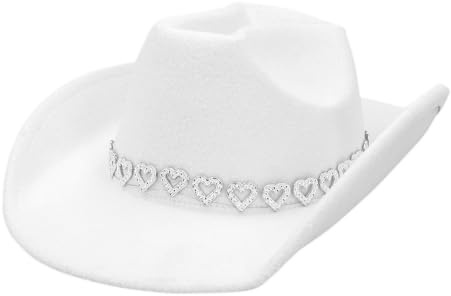 Boland – Cappello da cowboy Jamie con cuori, cappello western per feste a tema o carnevale, accessorio per costumi di carnevale, addio al nubilato/celibato e festival