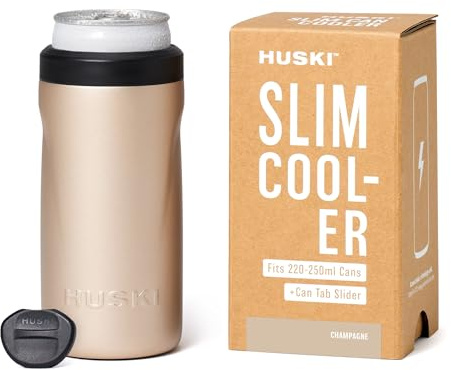 Huski Slim Can Cooler | NEW | Fits 250ml Premix/RTD, Energy & Soft Drink Cans | Triple Insulated | Detachable 2-in-1 Can Tab Slider | Keeps Cans up to 5X Colder | Great Gift (Champagne)