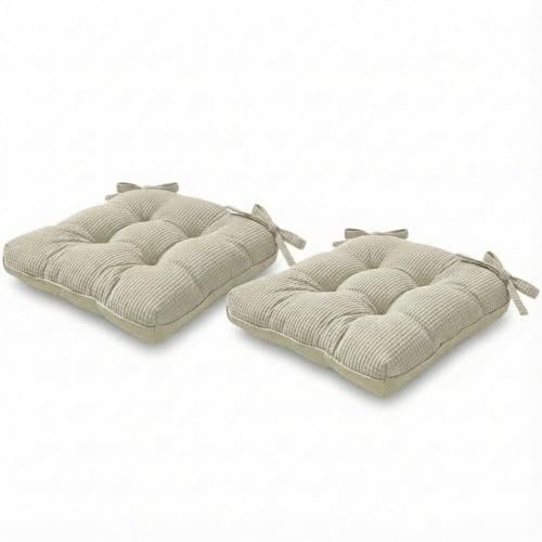 Braozaiw Thickened Corduroy Seat Cushions, Non Slip Chair Pads with Fixed Ties, Soft Comfortable Cushion for Indoor Dining Kitchen Chairs, 44cm * 41cm * 7cm