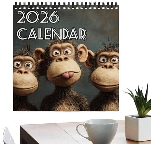 Divertido calendario de animales 2026 – Calendario de pared de 12 meses con lindas fotografías de animales para oficina, cocina, salón, planificación familiar, coordinación de citas, papel de 21 x 21