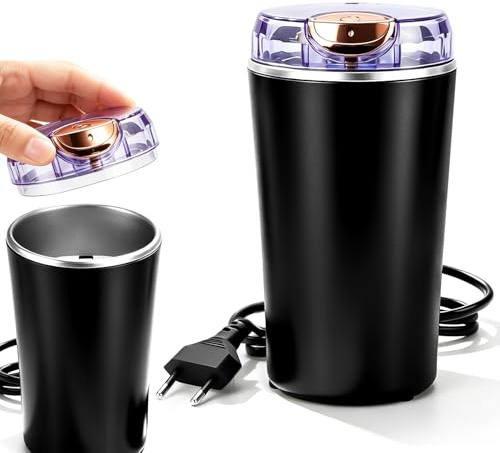 Elektrische Kaffeemühle 250W, Weinsamkeit Kaffeemühle Elektrisch für Kaffeebohnen & Gewürze, mit Schlagmesser aus Edelstahl & Sicherheitsdeckel, für Nüsse, Kaffeebohnen, Gewürze