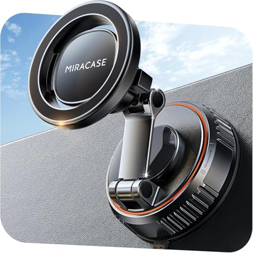 Miracase Support Telephone Voiture pour MagSafe Dernière Version Améliorée | 3600gf Aimant Puissant, 89LBS Base à Ventouse, Rotation 360°, Compatible avec iPhone 17 16 15 et Autre Smartphones