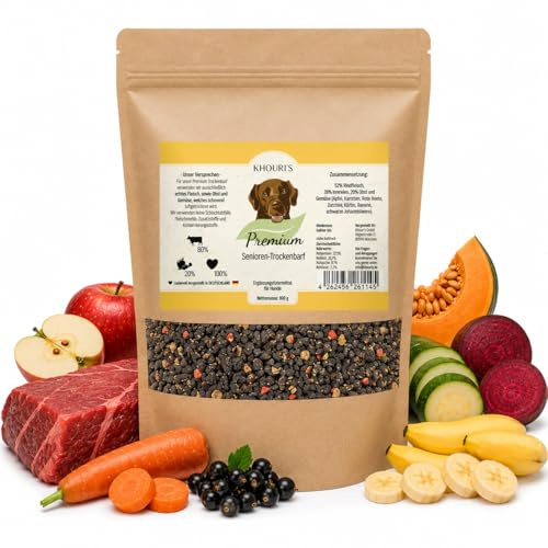 KHOURI'S Premium Senioren-Trockenbarf Hundefutter, Getreidefrei, Monoprotein, 800 g, Alternative zu Trockenfutter