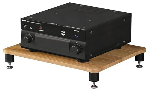 SZKTHD HiFi-Rack AV-Regal 1- Bis 4-stufige HiFi-Racks Und -Ständer AV-Medienständer Mit Lautsprecherspikes Medienturm(Wood Color,60 * 48 * 10cm(1Tier))