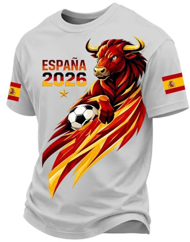 Camisetas Manga Corta Hombre España Mundial 2026, Camiseta Futbol Retro Hombre y Mujer, Diseño Fan España