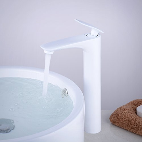 Bad Wasserhahn Waschtischarmatur, Hoch Messing Einhebel- Mischbatterie, Weiß