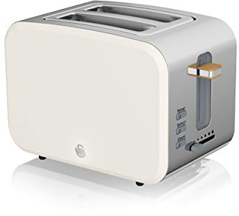 Swan ST14610WHTN Nordic 2 Slice Toaster with 6 Browning Levels, Defrost/Reheat/Cancel, Removable Crumb Tray, Cord Storage, 900W, White