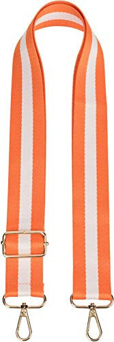 styleBREAKER Bolsillos Correa de Hombro a Rayas, Correa de Bolso Intercambiable con mosquetón, Ajustable, Unisex 02013016, Color:Naranja-Blanco