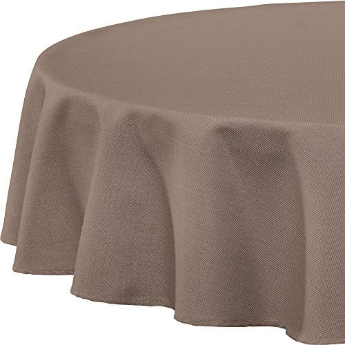 Erwin Müller Tischwäsche, Tischdecke Uni, Madrid Taupe Größe rund: 160 cm Ø - angenehme, weich fließende Qualität, mit hochwirksamer Fleckschutzausrüstung, bügelleicht