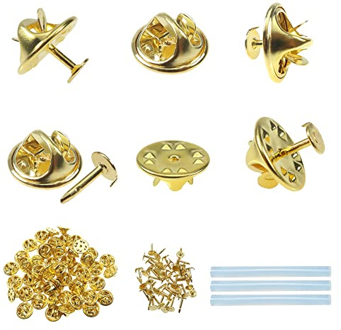 TOAOB 150 Pares 8 mm Embragues de Mariposa Clutch Metal Pin Back Cierre de Broche Dorado con Parte Posterior Pines en Oro para DIY Craft Manualidades y Joyería Tachuelas Corbata Repuesto