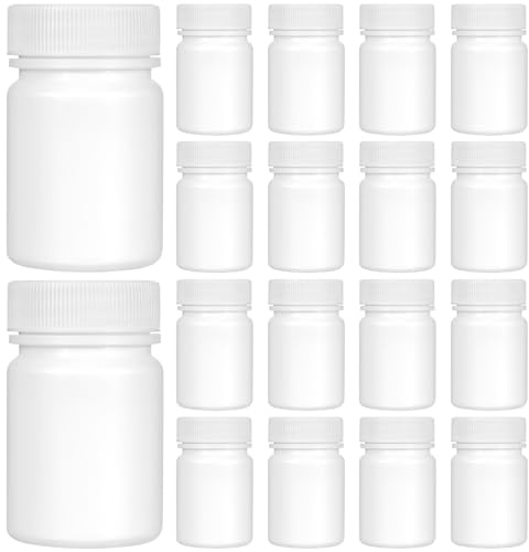 MILISTEN 20Pcs Leere Pillenflasche Tragbare Kunststoffpulver Medizinhalter Tablette Behälter Fall für Apotheke Vitamine Droge 50Ml (Weiß)