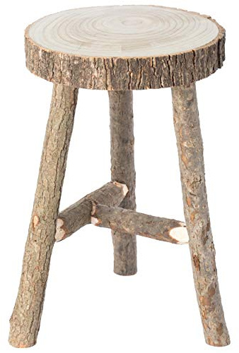 Decorative Antique Log Cabin Natural Wooden Accent Stool Side Table