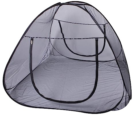 Windhager POP-UP Moskitonetz Zelt, großes Mückennetz für Doppelbett, Camping Netz, Insektenschutz, Mückenschutz, Bettnetz, Fliegennetz Zelt, 140 x 200cm, anthrazit, 03274