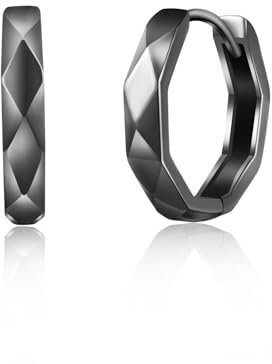 Immobird Ohrringe Silber 925 Creolen Unisex Männer Ohrringe Herren Damen Creolen Schwarz Klein Schlafen Kreolen Durchmesser 14mm