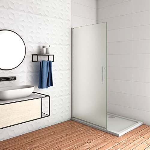 WALK IN Parete Doccia Movibile Girevole Verso Interno e Esterno 65x195 cm in Vetro 6 mm Temperato Anticalcare Satinato Opaco Telaio Cromato Lucido