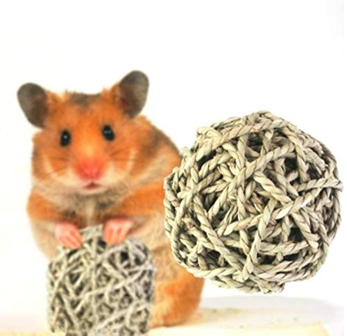 Joyivike 2 Pièces Balle Naturelle Lapin, Jouets À Mâcher pour Petits Animaux - Boule Hamster Lapin, Rotin Décoratives, Jouet À Mâcher pour Cochon d'InEt Lapin