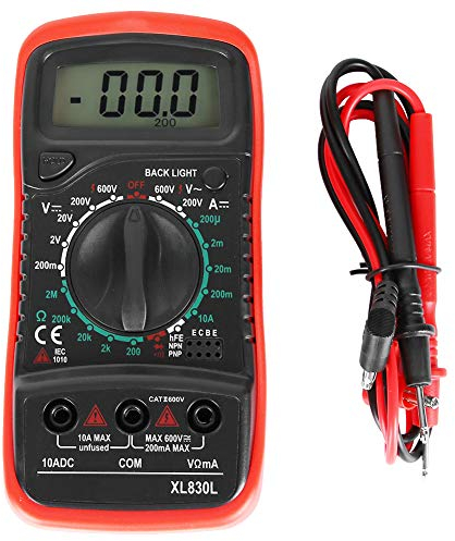 Multimètre numérique voltmètre voltmètre, testeur voltmètre volt volt, multimètres multimètres de tension à diode ohmmètre Ohm, compteur électrique avec rétro-éclairage LCD, auto, amplification(red)
