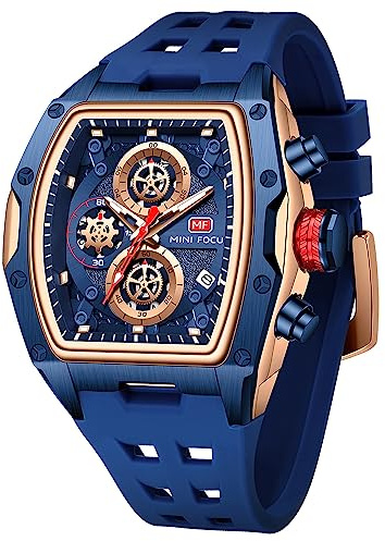 Uhren für Herren, Luxus-Skelett-Tonneau-Uhr für Herren, wasserdicht, verstellbares Silikonband, Steampunk-Stil, Chronograph, Kalender, Datum, Business, Leuchtend, cool, großes quadratisches