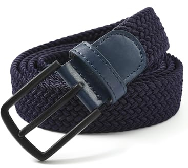 Ymmchy Elastischer Gürtel Herren Stoffgürtel Geflochtener Stretchgürtel Dehnbarer Gürtel Flechtgürtel Männer Breite 3.5cm Dunkelblau L