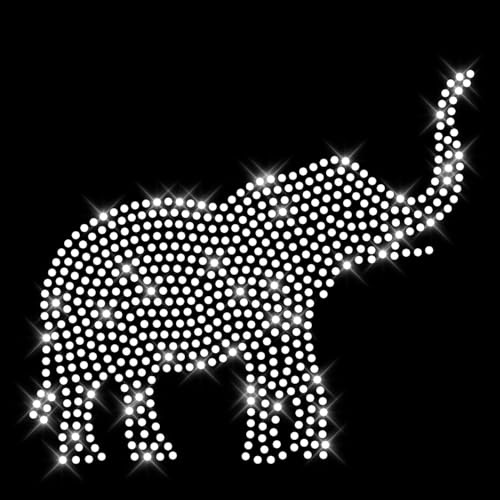 Glitzerdeals Bügelbilder Karneval Strass Elefant Silhouette kristall Aufbügler für Textilien Elefant Bügelmotiv Elephant Strass Bügelbild Elefant