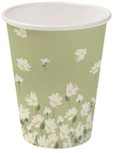 GREENBOX 50 vasos de papel de 200 ml con diseño de margaritas de 80 mm de diámetro, ecológicas, reciclables y veraniegas, tazas de café para llevar