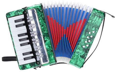 sourcing map Akkordeon, 17 Tasten, 8 Basstasten, Akkordeon, Mini-Musikinstrument, leicht, für Erwachsene, Anfänger, pädagogisch, Grün