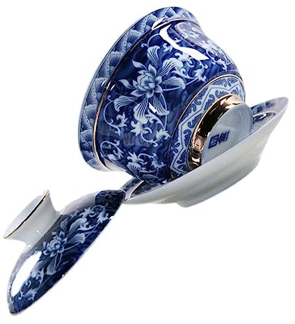 Cabilock Keramik Teetasse Mit Deckel Und Untertasse Traditioneller Chinesischer Stil Praktisches Teegeschirr Teezubereitung Und Dekoration