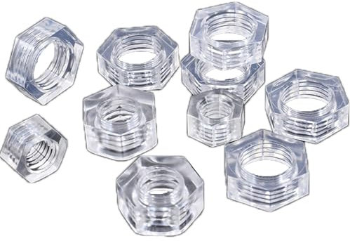 ZHAOMEI Sechskantmutter aus transparentem Kunststoff, Sechskantmutter aus transparentem Kunststoff, M2, M2,5, M3, M4, M5, M6 50Pcs M5