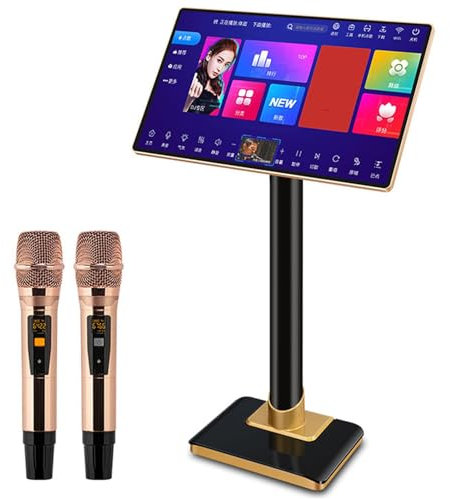 IYUESQ Karaoke Profesional, máquina de Karaoke con Pantalla táctil de 21,5 Pulgadas con micrófono inalámbrico, función de Amplificador de Potencia, Control de aplicación de teléfono (neg