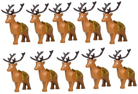 TRavesty 10 Stück Tiere Minifiguren Bausteine Bausatz, Deer Modellfiguren Baustein Sets, Tierfiguren Minifiguren Bauset, Plastiktiere Mini Tiere DIY Zubehör Bausteine Modell