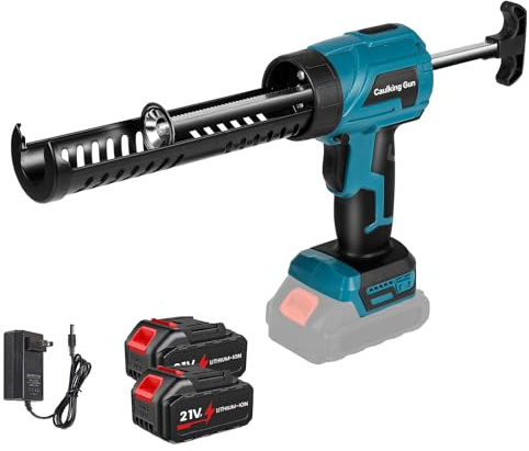 Pistolet Silicone Electrique pour Makita 18V, Pistolet à cartouche sans fil pour cartouches de 300 ml, 4 vitesses réglables,Pistolet Cartouche Electrique pour Sceller,Étanchéifier (2*Batterie)