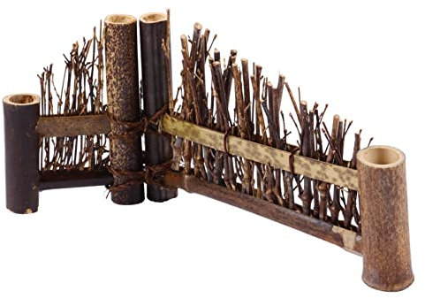 DECHOUS Japanese Sashimi Small Fence Ornament Wooden Mini Screen Bonsai Decor Micro Fence Ornament for Mini Garden Landscape