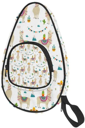 VAPOKF Housse pour raquette de tennis de table, chapeau lama et cactus - Sac de raquette de ping-pong avec pochette pour 4 à 5 balles