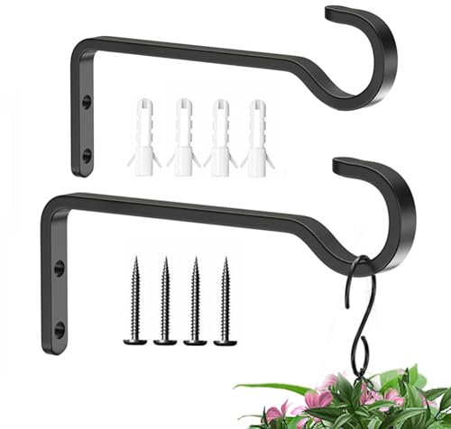 Plant Bracket | 6 Inch Plant Hook Bracket Wall Mount - 2X Heavy Duty Hooks for Baskets Lanterns Wind Chimes, Each Up to 20 Lbs Weight Capacity