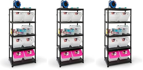 Tayg Kit estantería plástico 945, Negro, 900 x 400 x 1800 mm (Paquete de 3)