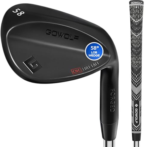 Gowolf 58 Degree Wedge Right Hand - Forged Golf Wedges Full Face for Men, Premium Gap Wedges Sand Wedge Lob Wedge Golf Club for Men, Great Golf Gifts - CNC Milled Face for More Spin (Black 58 Degree)