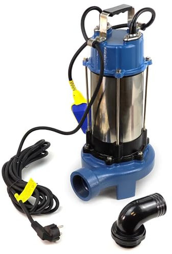 Ampika Bomba fecal con Trituradora y Flotador QW-1300DF de Aguas Sucias, bomba de Inmersión para Aguas Residuales 1300W, 18 300L/h, Altura de Impulsiòn máx. 5m