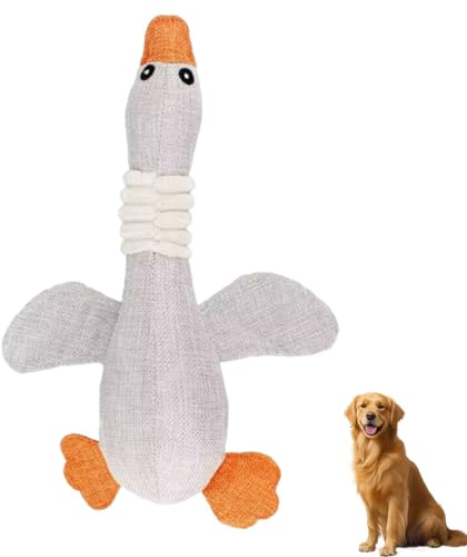 MALOUSUN Hundespielzeug Unzerstörbar,Anti Stress Ente Hund,Welpenspielzeug,Pfotenstern Enten Spielzeug Hund Grau,Kuscheltier für Hunde,Weiches Dog Toys für Aggressive Kauer,Kleine,Mittlere,Große Hund